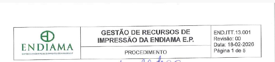 GESTÃO DE RECURSOS DE IMPRESSÃO DA ENDIAMA-EP